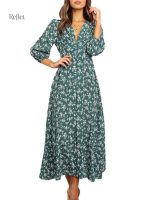 Robe verte fleurie année 50