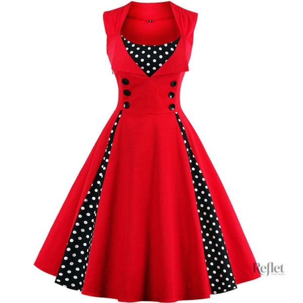 Robe année 60, détail de col rond et manches courtes