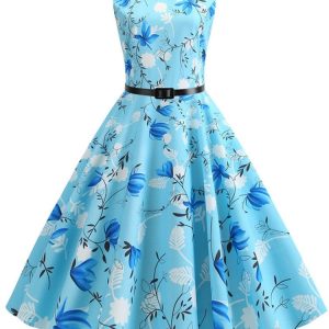 Robe années 60 à fleurs, style vintage intemporel