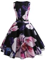 Robe années 60 à motifs floraux, look rétro