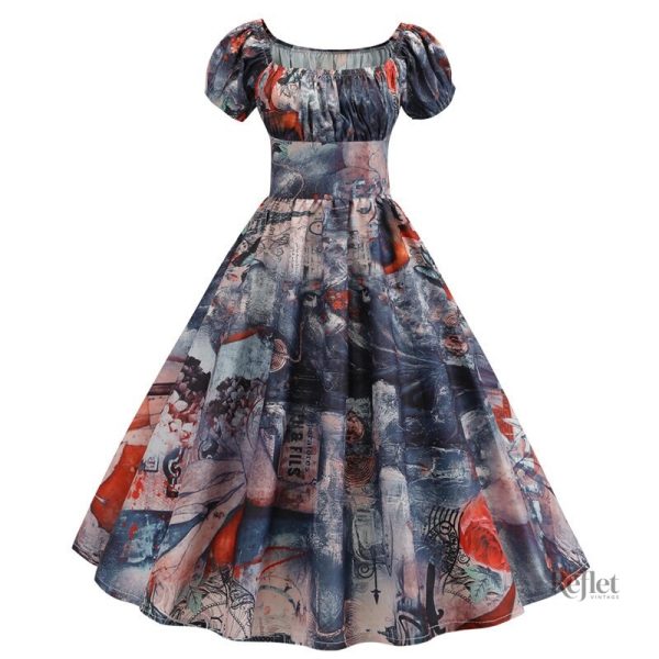 Robe à motifs des années 60, élégante