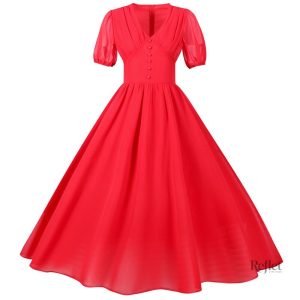 Robe année 60 en rouge, look vintage chic
