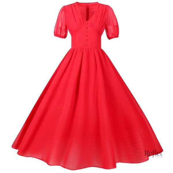 Robe année 60 en rouge, look vintage chic