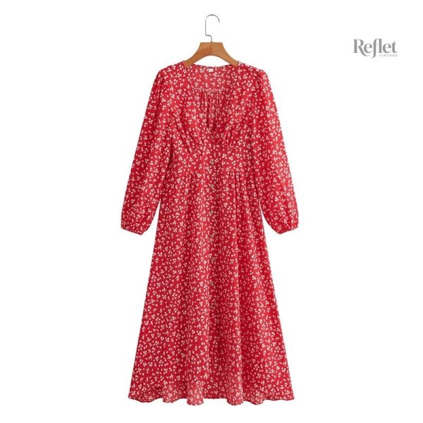 Robe années 70, motifs rétro colorés et fluides