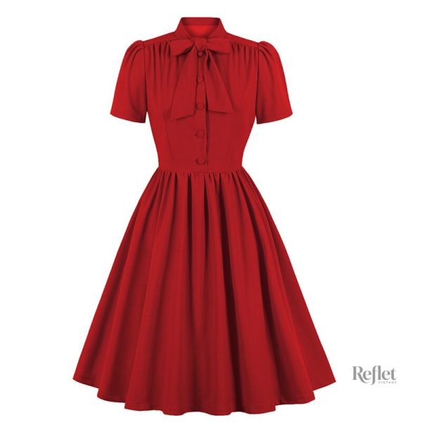 Robe rétro américaine à manches bouffantes
