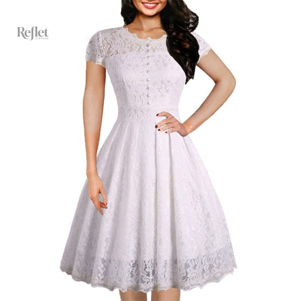 Robe vintage blanche style années 80