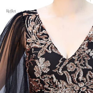 Robe vintage noire avec manches longues