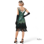 Robe années 20 en vert, parfaite pour une soirée à thème