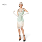 Robe chic des années 20, coloris vert, tendance festive