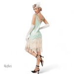 Robe années 20 verte, idéale pour danse ou événement glamour