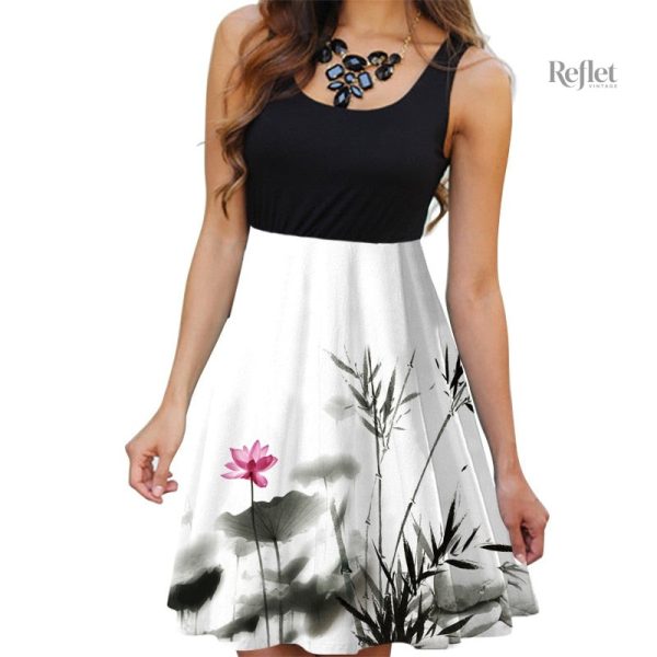 Robe à manches années 80 avec motifs floraux