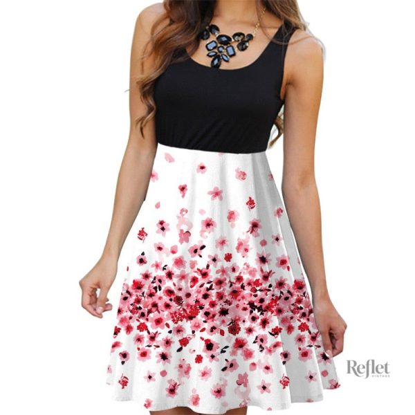 Robe années 80 à fleurs - vue 3