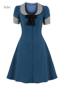 Robe classique avec nœud, allure parfaite des années 50
