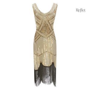 Robe beige classique des années folles