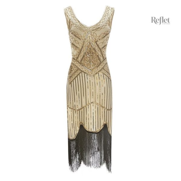 Robe beige classique des années folles