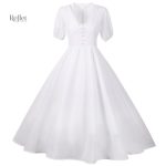 Robe de soirée blanche style rétro années 50