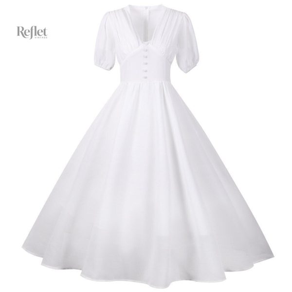 Robe de soirée blanche style rétro années 50