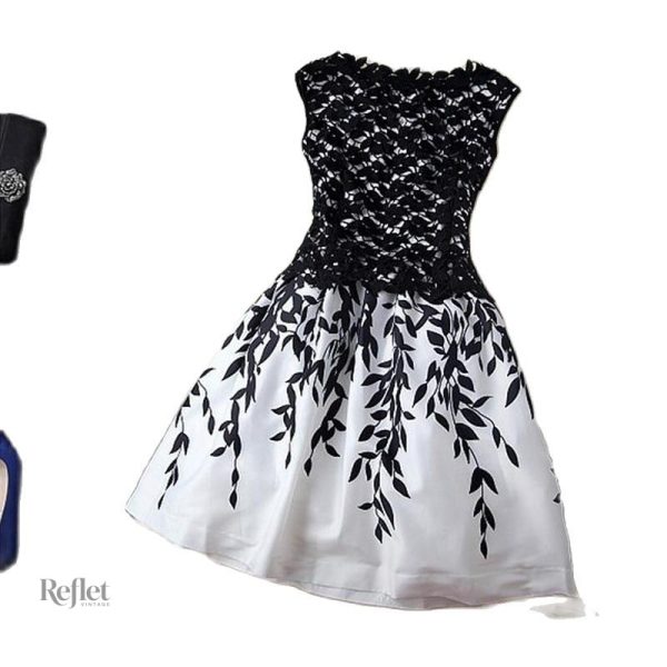 Robe blanche années 80, silhouette rétro féminine