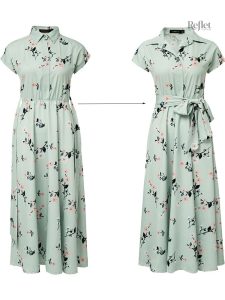 Robe vintage bleue à motif floral