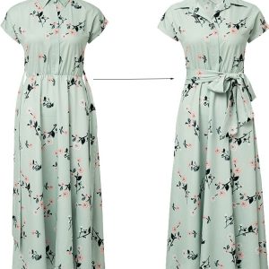 Robe vintage bleue à motif floral