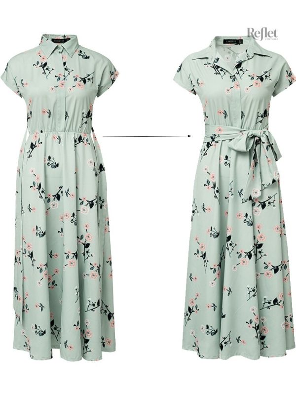 Robe vintage bleue à motif floral