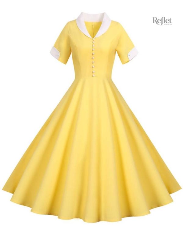 Robe vintage années 40, couleur bleu profond