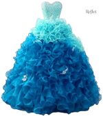 Robe bleu avec détails princesses, idéale pour les occasions spéciales