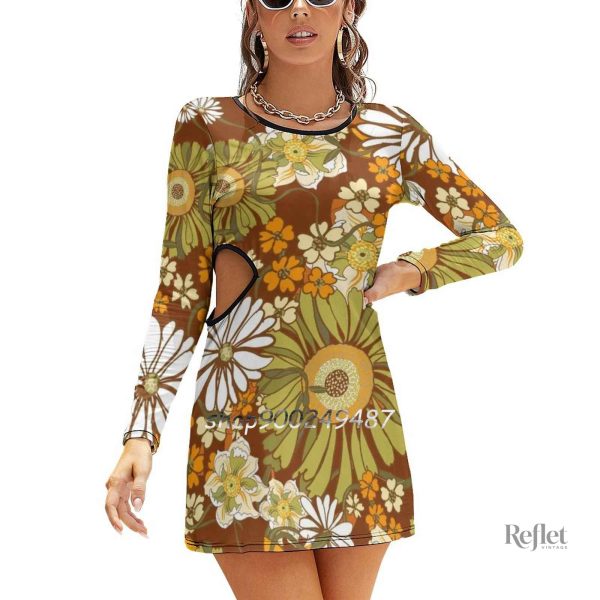 Vêtements vintage, robe fleuri années 70