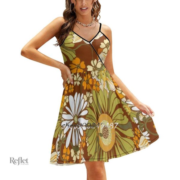 Robe bohème chic, motifs fleurs