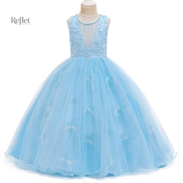 robe-bouffante-de-princesse-bleu-petite-fille-1 Robe princesse bouffante bleue pour petite fille