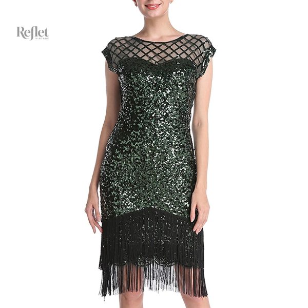 Robe année 20 avec détails raffinés et silhouette flatteuse