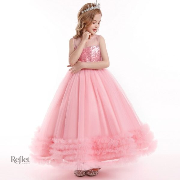 Robe de cérémonie pour petite fille en tulle