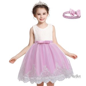 Robe de cérémonie rose pour petite fille
