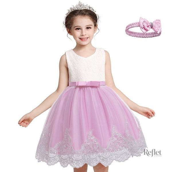 Robe de cérémonie rose pour petite fille