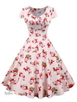 Robe à la coupe classique années 50, motifs fleuris
