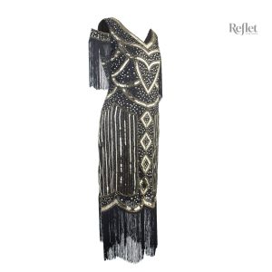 Robe de soirée à franges, ambiance rétro
