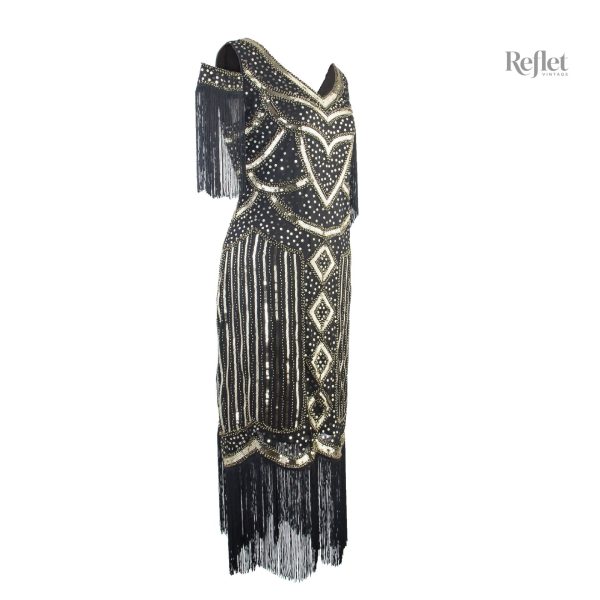Robe de soirée à franges, ambiance rétro