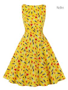 Robe de cocktail avec motifs vintage années 50
