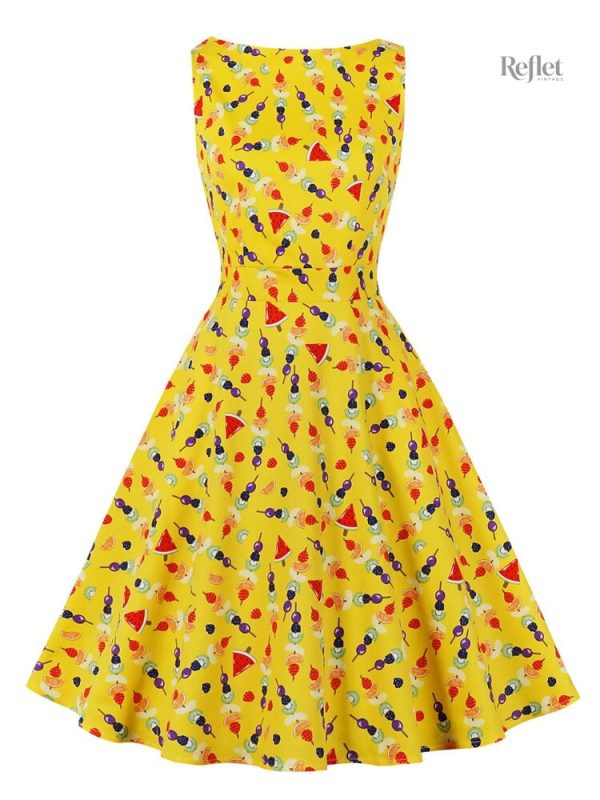 Robe de cocktail avec motifs vintage années 50