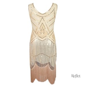 Robe courte beige inspirée des années 20