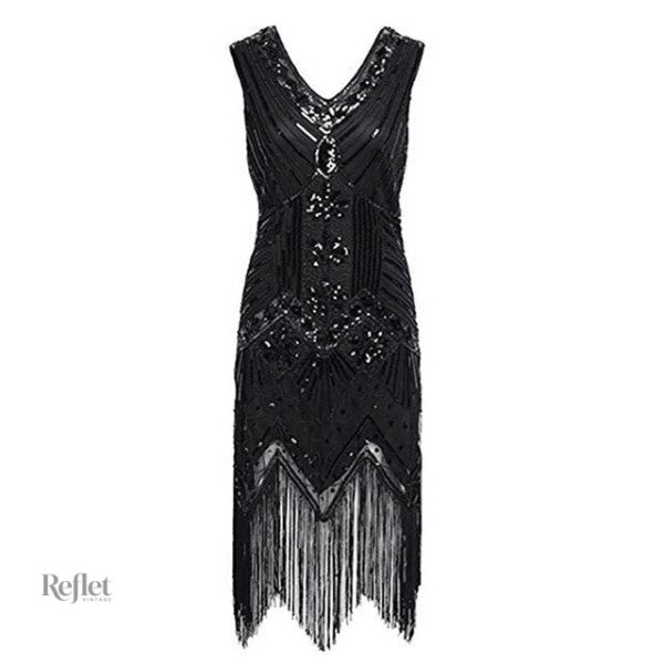 Robe élégante crayon noire, ambiance vintage année 30