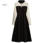 Robe de bal élégante années 40 avec jupe ample et motifs vintage