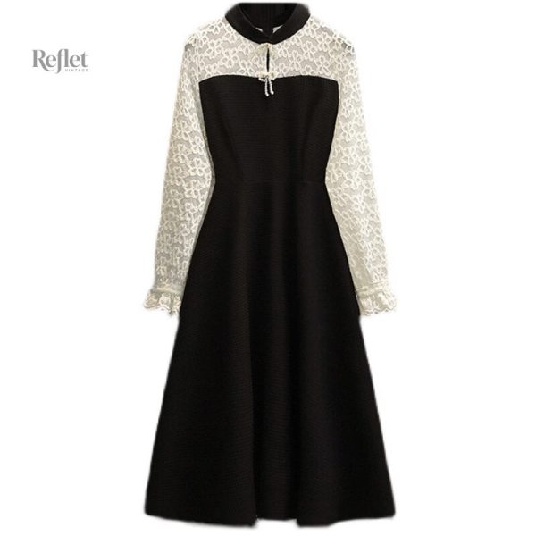 robe-de-bal-annee-40-1 Robe de bal élégante années 40 avec jupe ample et motifs vintage