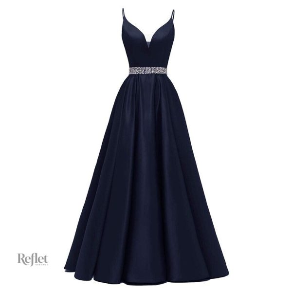 Robe de bal longue princesse bleu