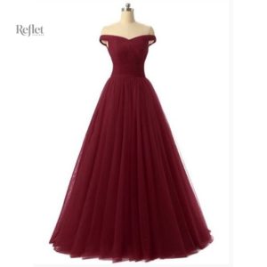 Robe de bal longue princesse bordeaux