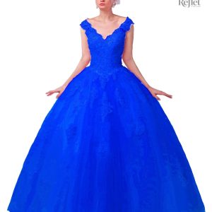 Robe de bal princesse bleu élégante et raffinée