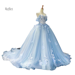 Robe de bal femme en satin fleuri et romantique