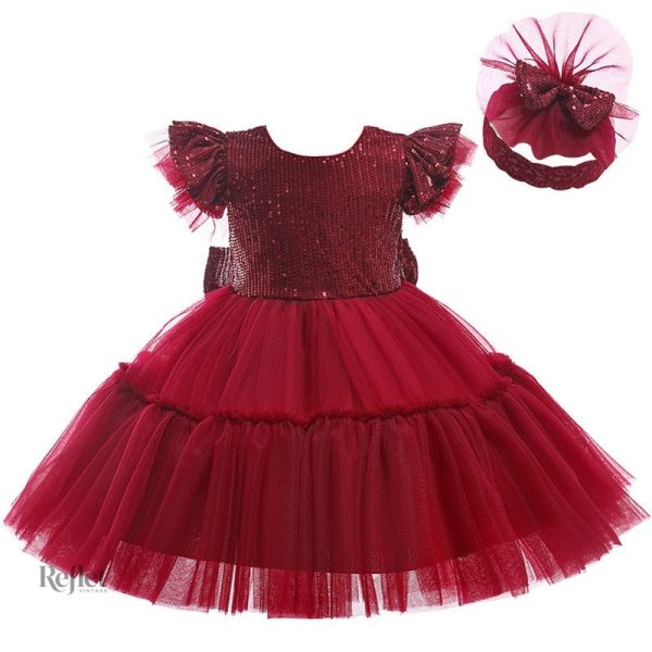 Robe de baptême avec jupes volantes, pour petite fille