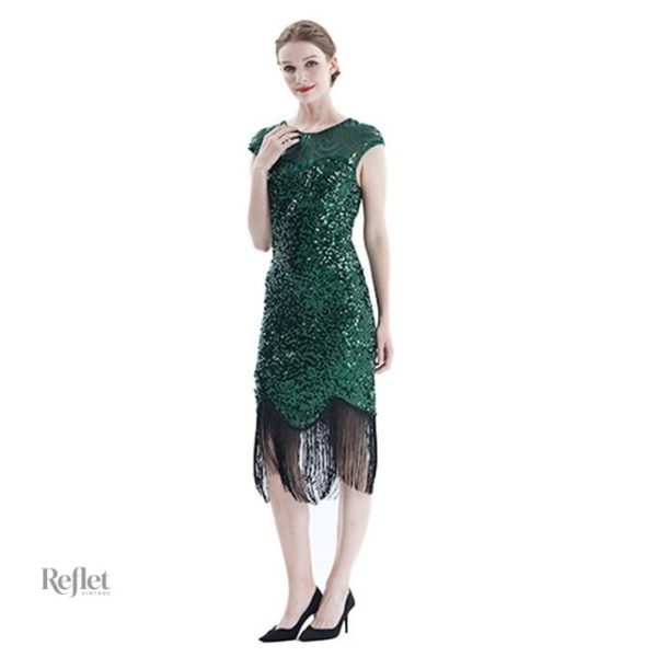 Robe année 20, style flapper chic avec franges
