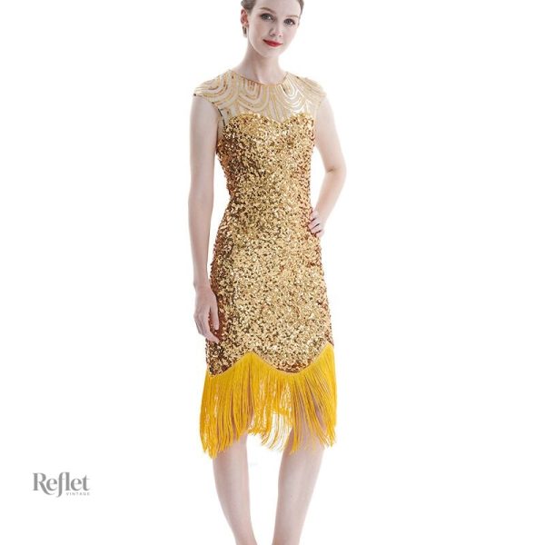 Robe à franges années 20, silhouette féminine et raffinée
